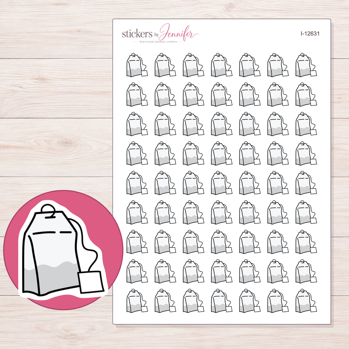 I-12631 planner sticker sheet with enlarged sticker detail