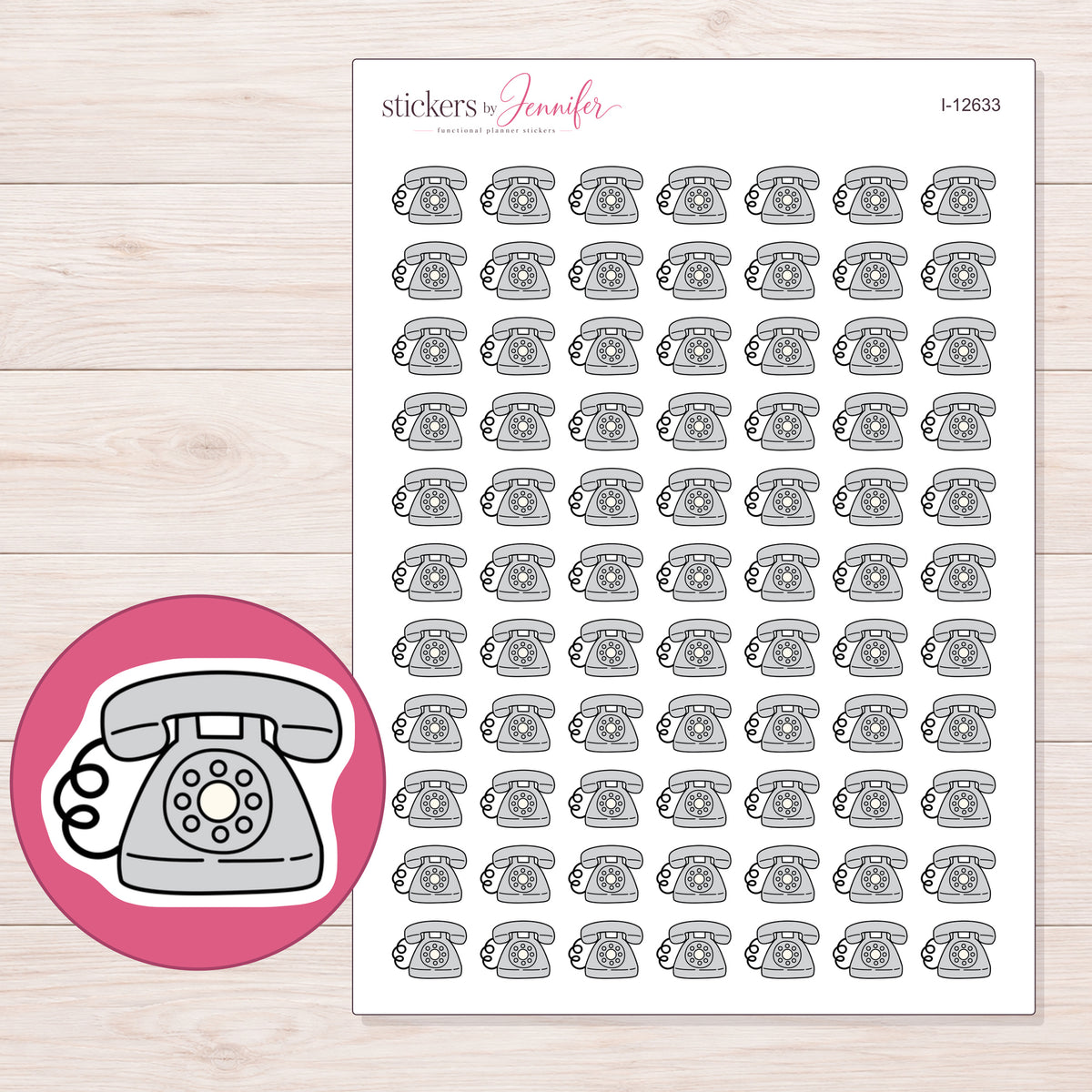 I-12633 planner sticker sheet with enlarged sticker detail