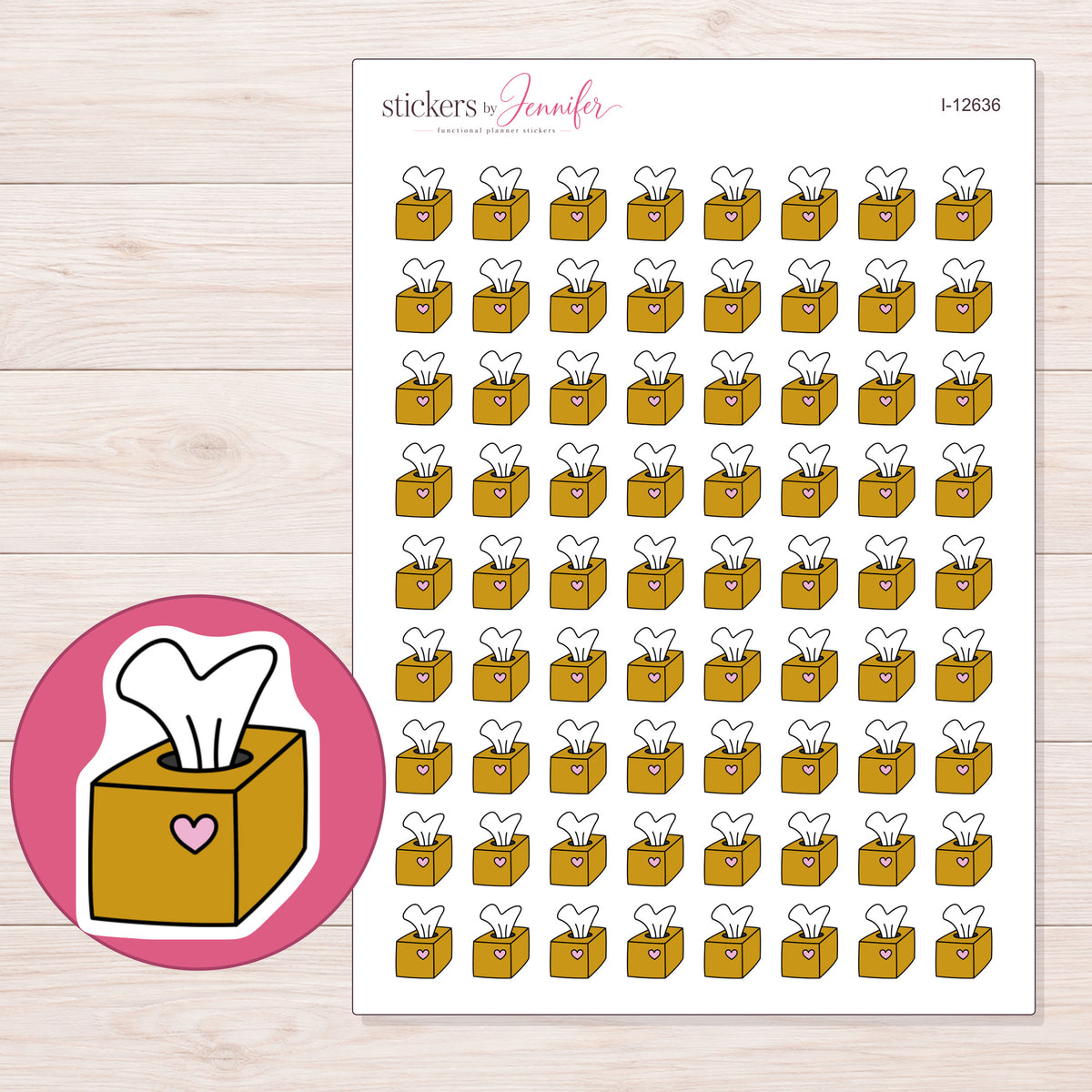 I-12636 planner sticker sheet with enlarged sticker detail