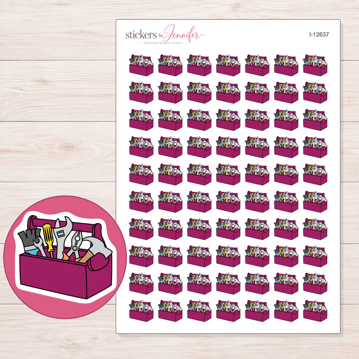 I-12637 planner sticker sheet with enlarged sticker detail