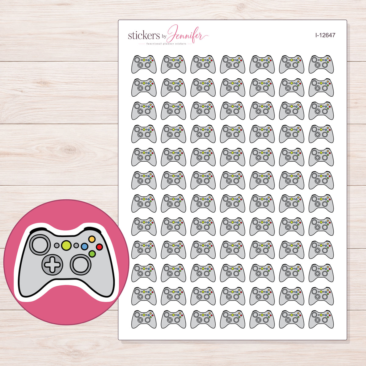 I-12647 planner sticker sheet with enlarged sticker detail