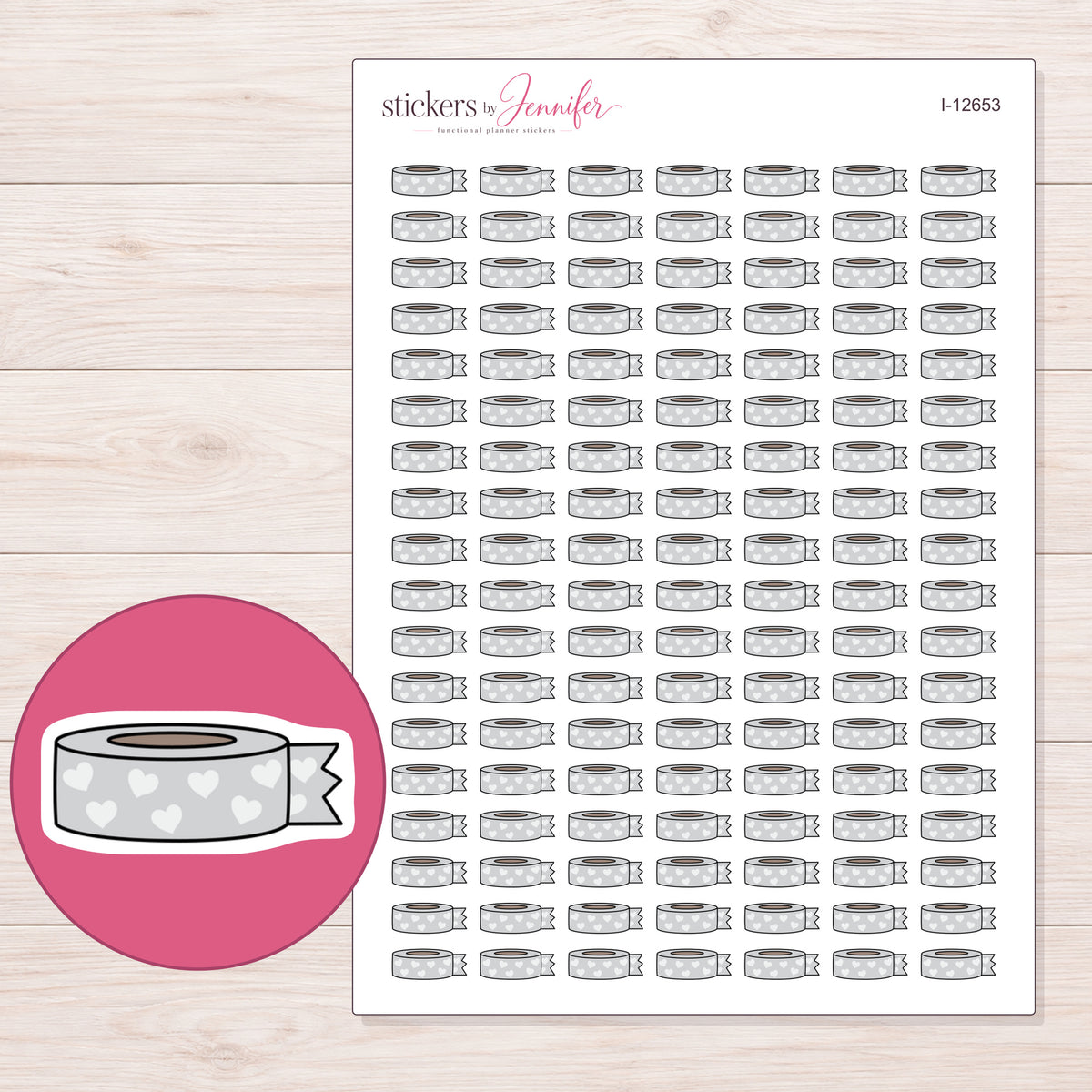 I-12653 planner sticker sheet with enlarged sticker detail