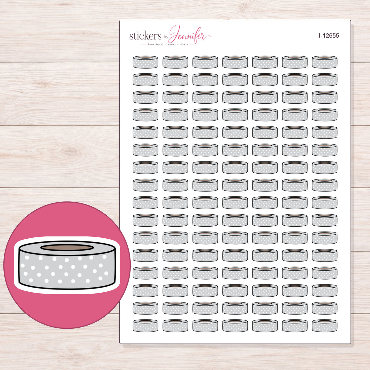 I-12655 planner sticker sheet with enlarged sticker detail
