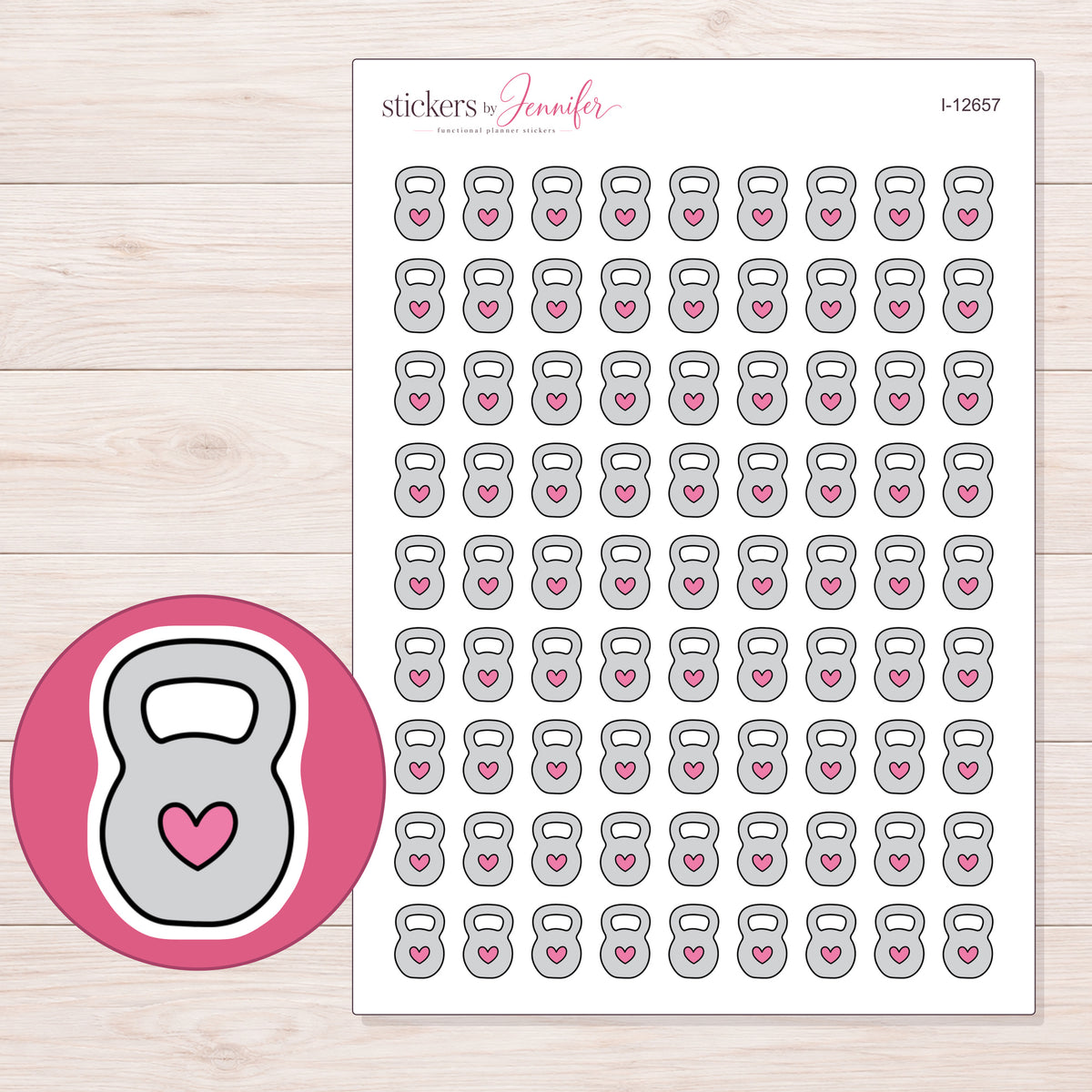 I-12657 planner sticker sheet with enlarged sticker detail