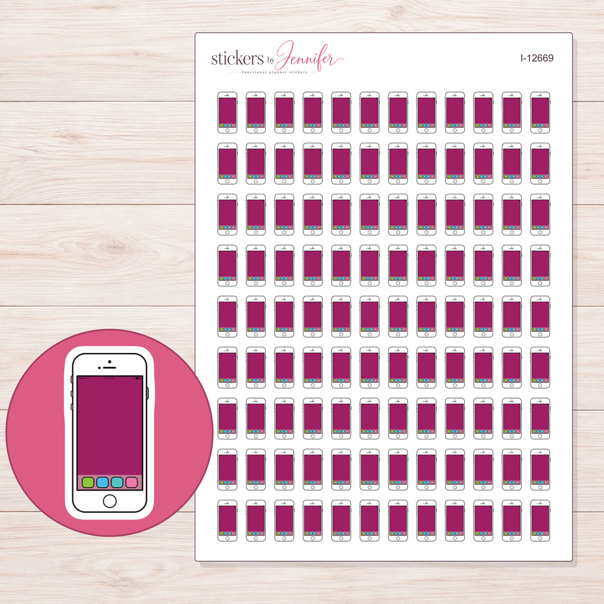 I-12669 planner sticker sheet with enlarged sticker detail