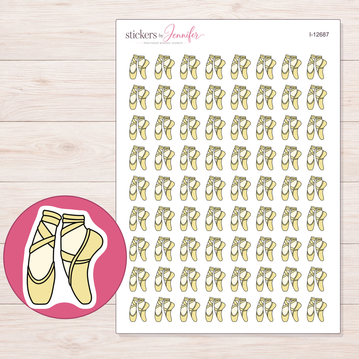 I-12687 planner sticker sheet with enlarged sticker detail