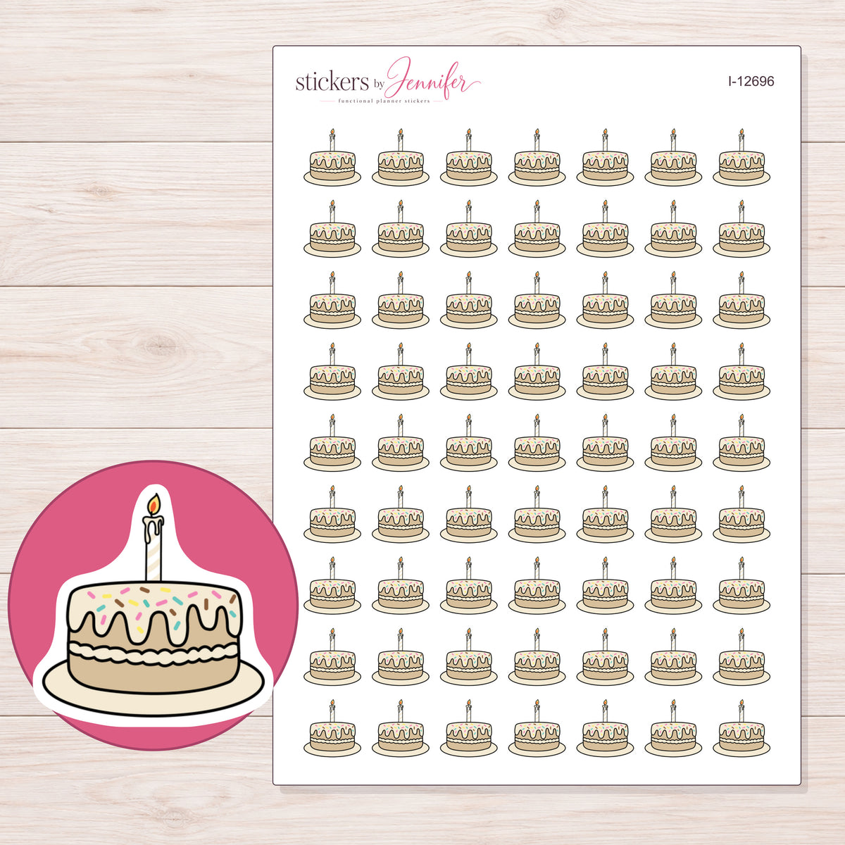 I-12696 planner sticker sheet with enlarged sticker detail