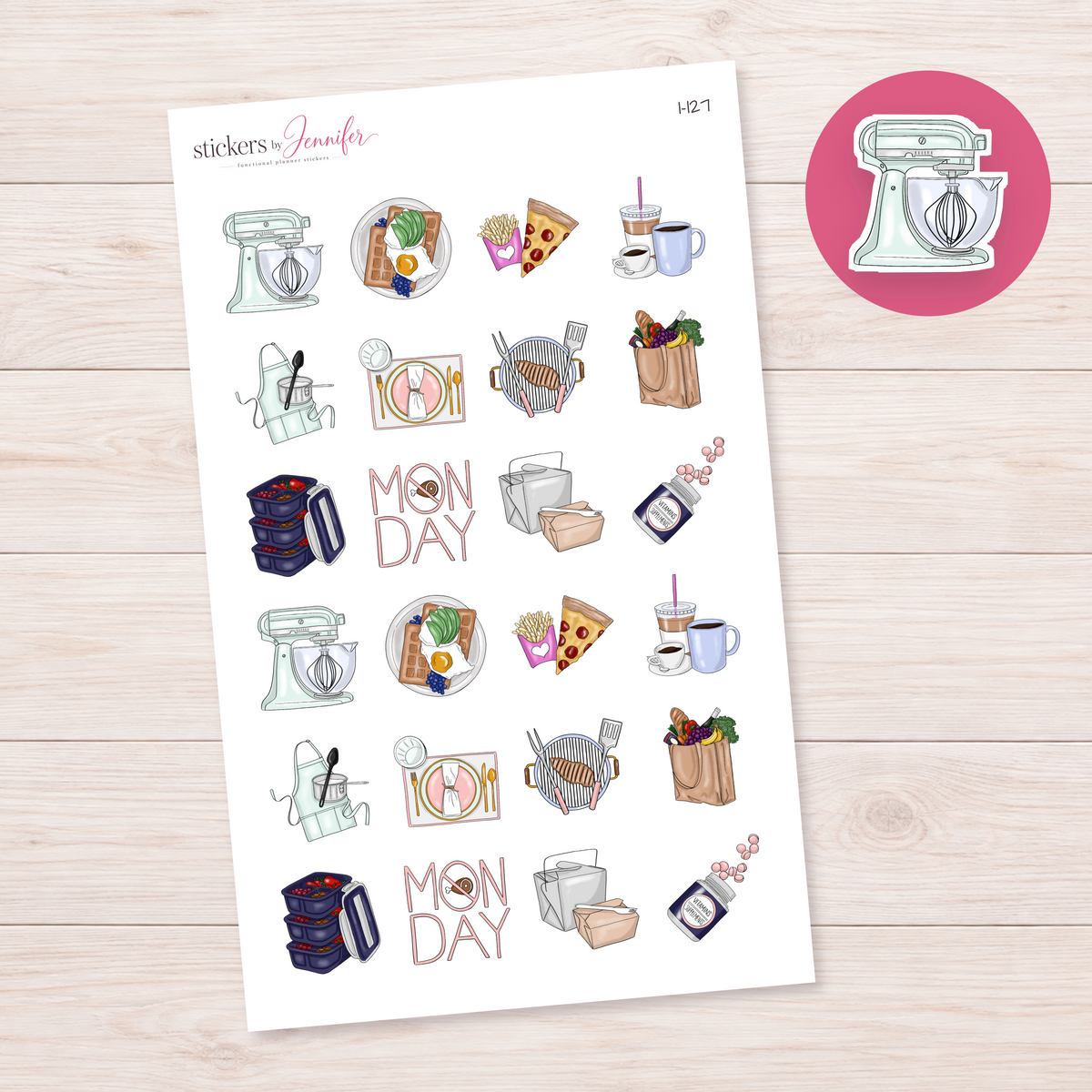 Mint Stand Mixer Planner Stickers | I-127