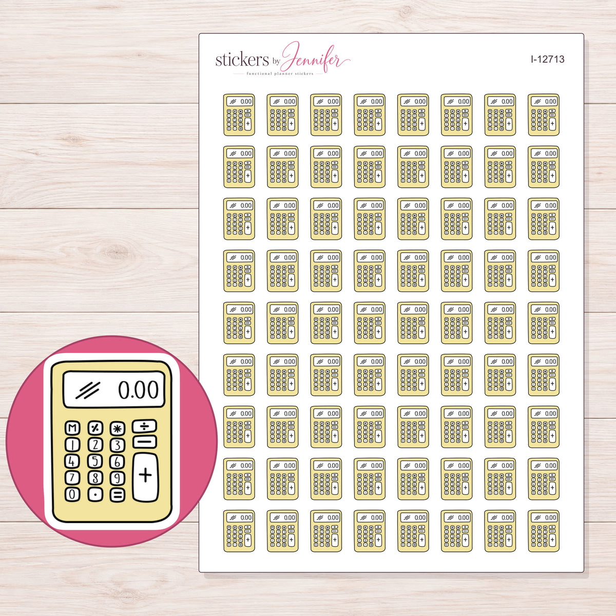 I-12713 planner sticker sheet with enlarged sticker detail