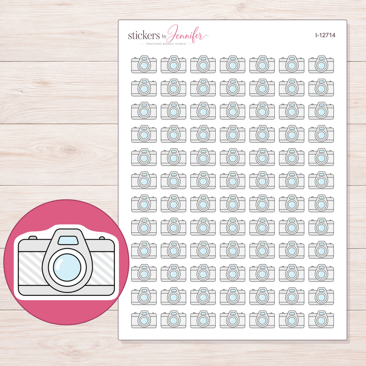 I-12714 planner sticker sheet with enlarged sticker detail
