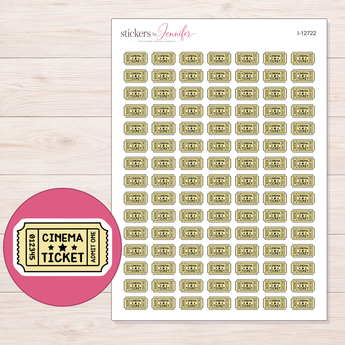 I-12722 planner sticker sheet with enlarged sticker detail