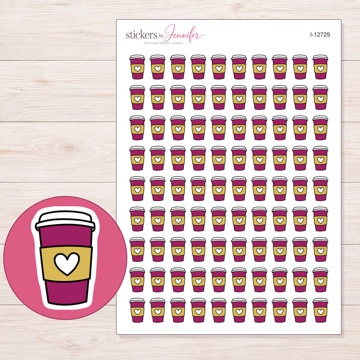 I-12729 planner sticker sheet with enlarged sticker detail