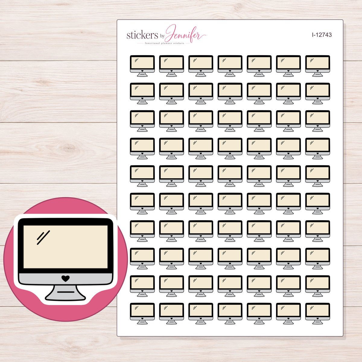 I-12743 planner sticker sheet with enlarged sticker detail