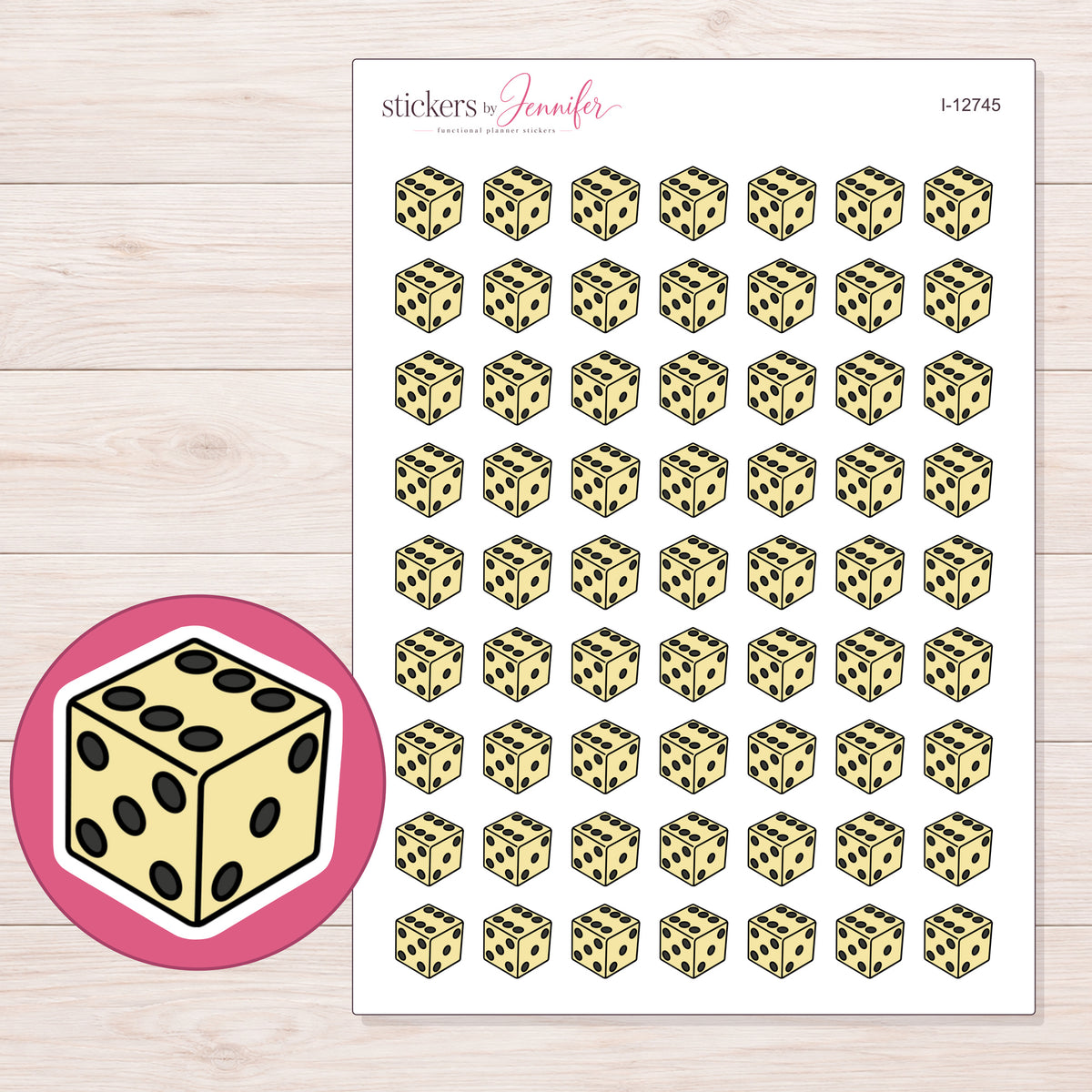 I-12745 planner sticker sheet with enlarged sticker detail