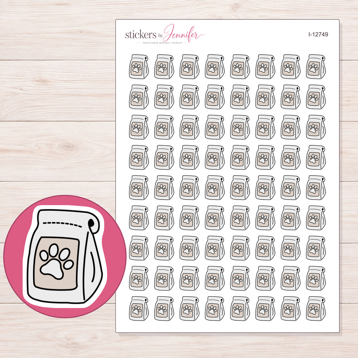 I-12749 planner sticker sheet with enlarged sticker detail