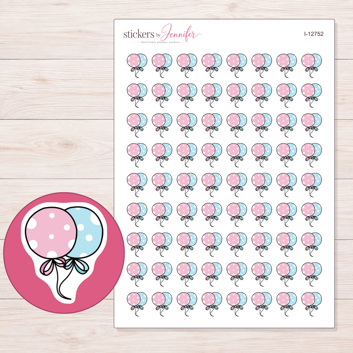 I-12752 planner sticker sheet with enlarged sticker detail