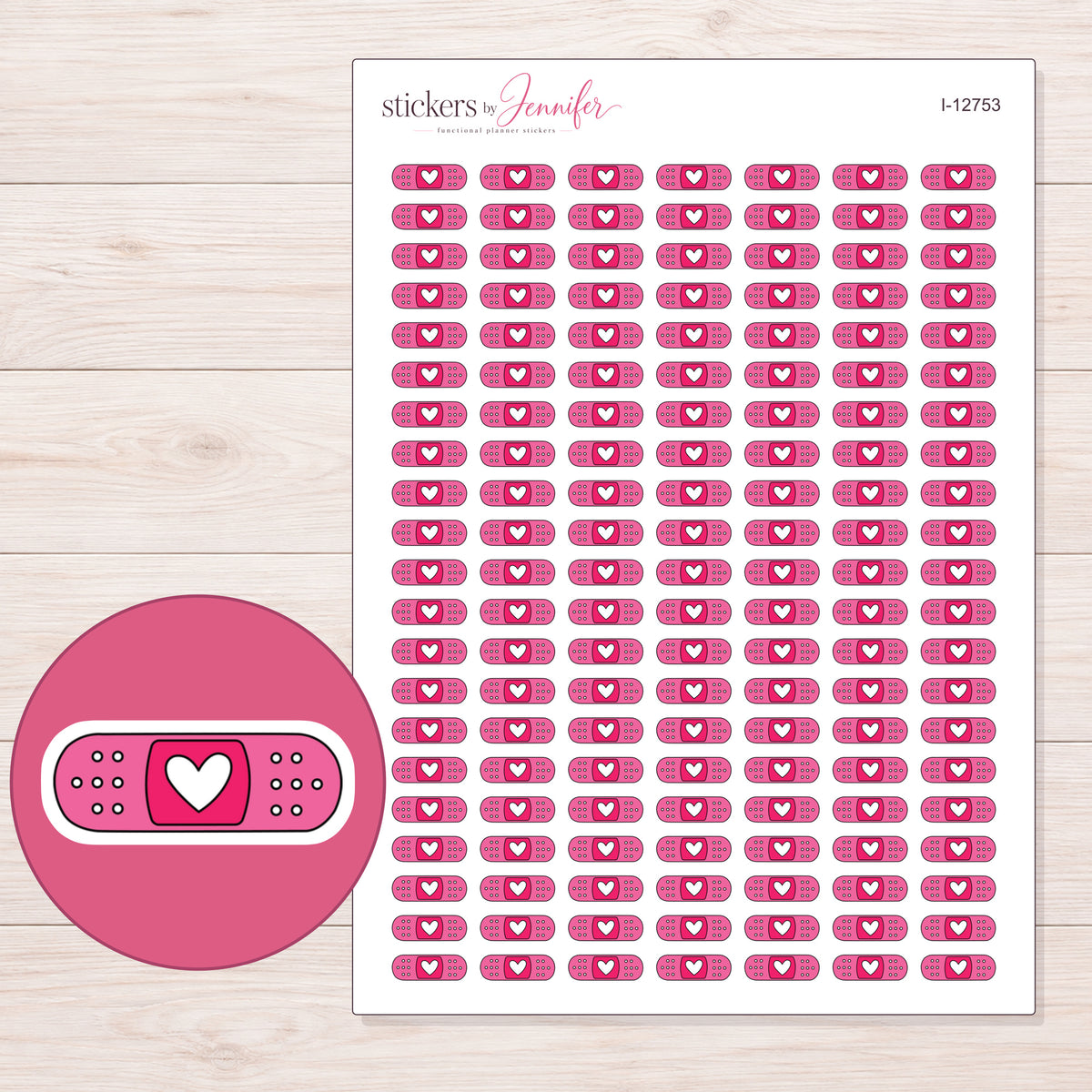 I-12753 planner sticker sheet with enlarged sticker detail