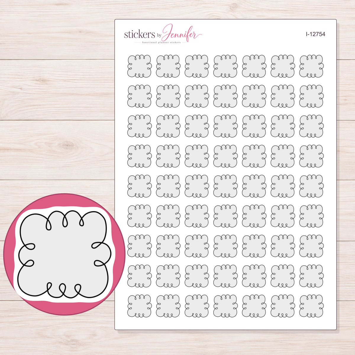 I-12754 planner sticker sheet with enlarged sticker detail