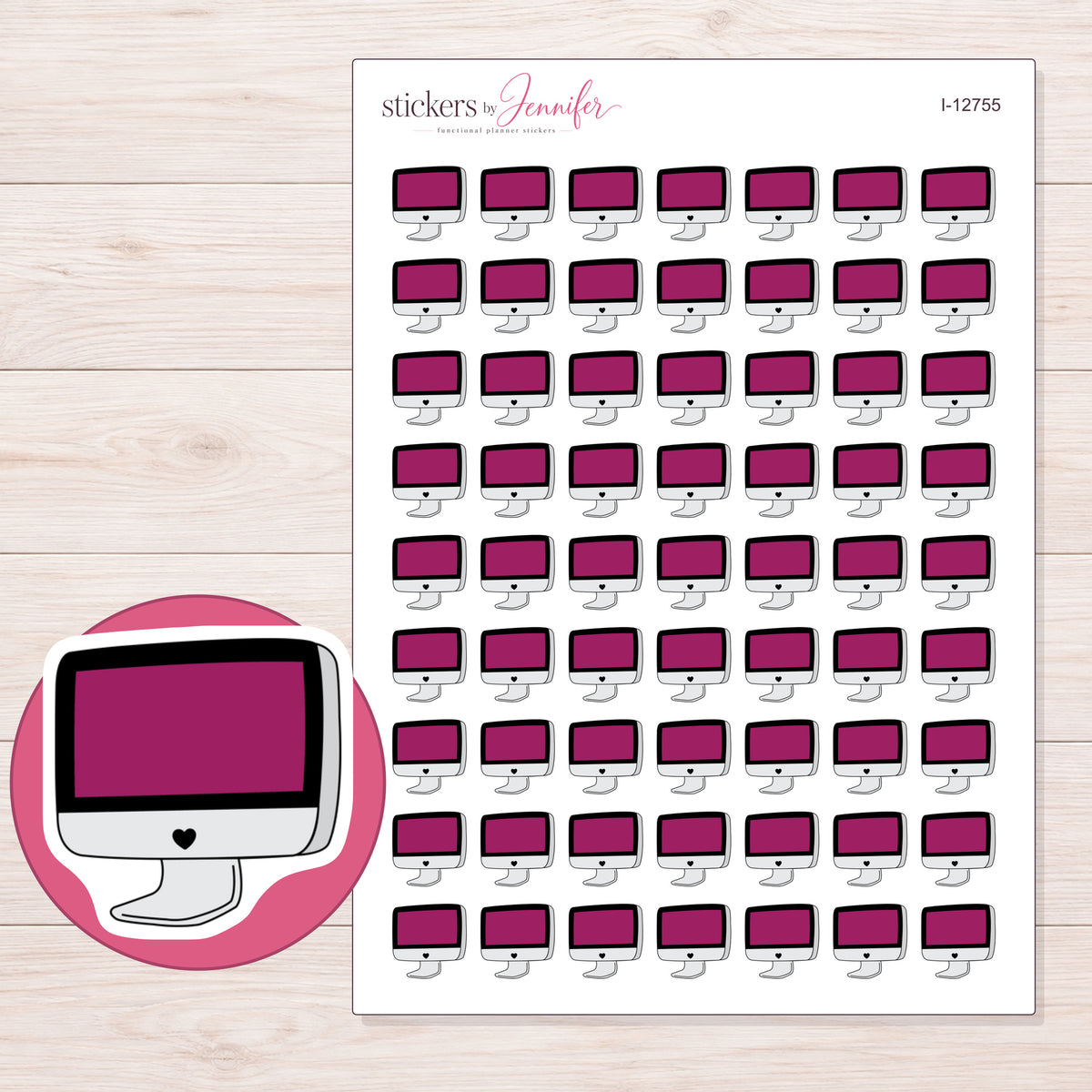 I-12755 planner sticker sheet with enlarged sticker detail