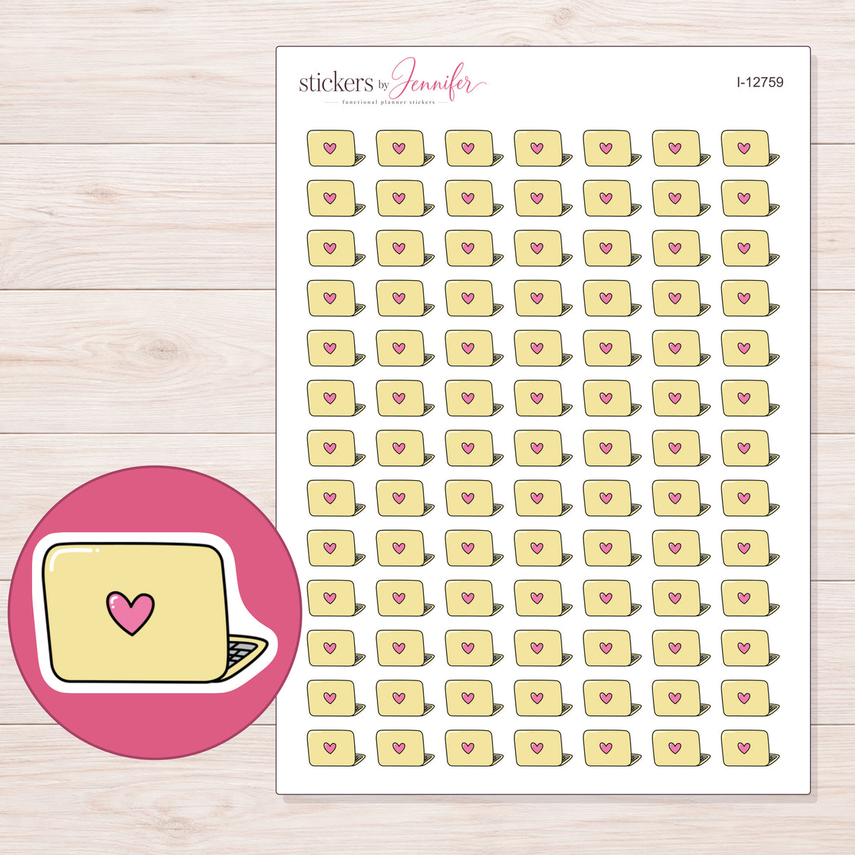 I-12759 planner sticker sheet with enlarged sticker detail