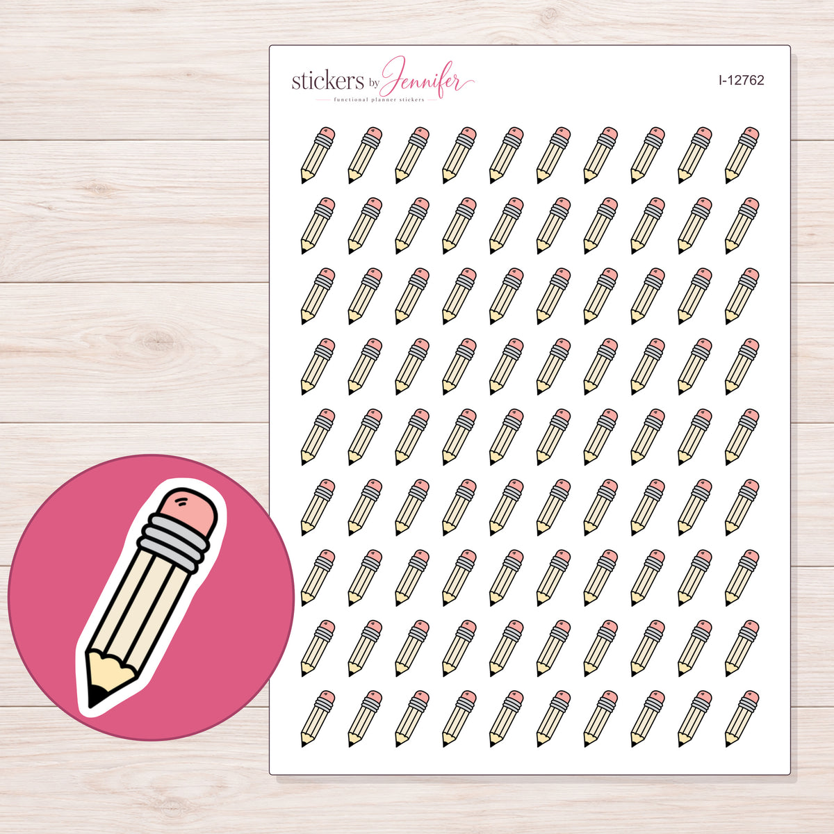 I-12762 planner sticker sheet with enlarged sticker detail