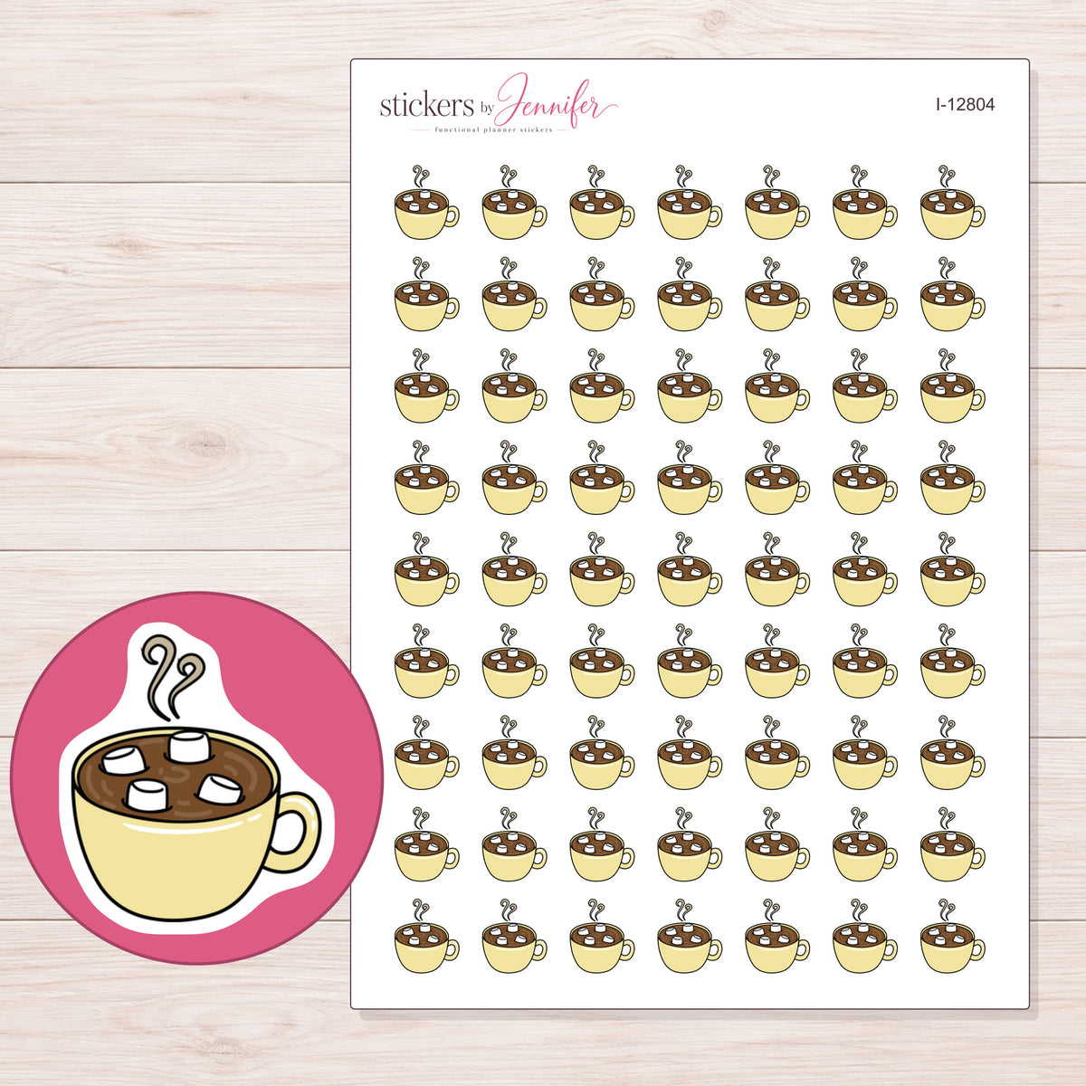I-12804 planner sticker sheet with enlarged sticker detail