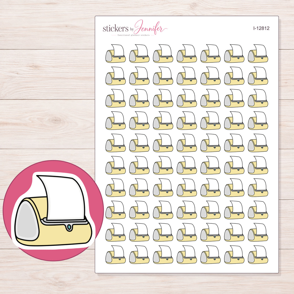 I-12812 planner sticker sheet with enlarged sticker detail
