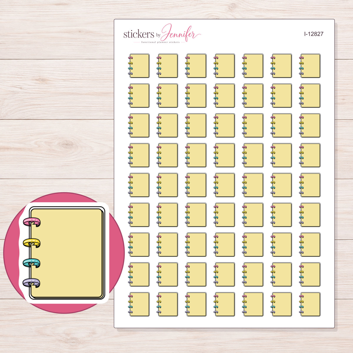 I-12827 planner sticker sheet with enlarged sticker detail