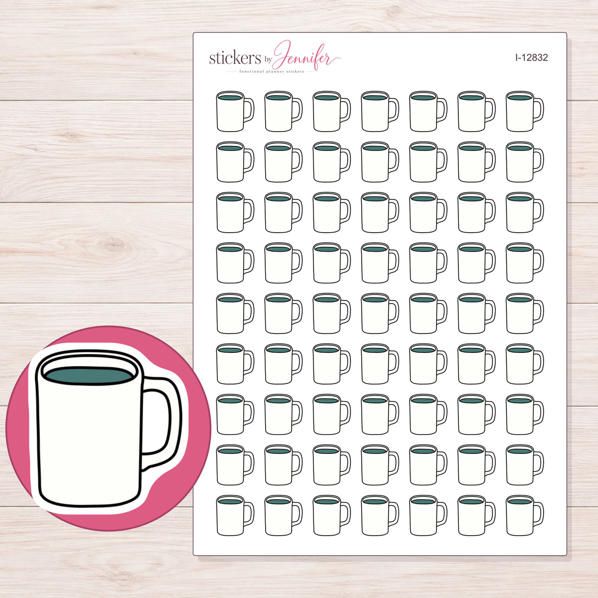 I-12832 planner sticker sheet with enlarged sticker detail