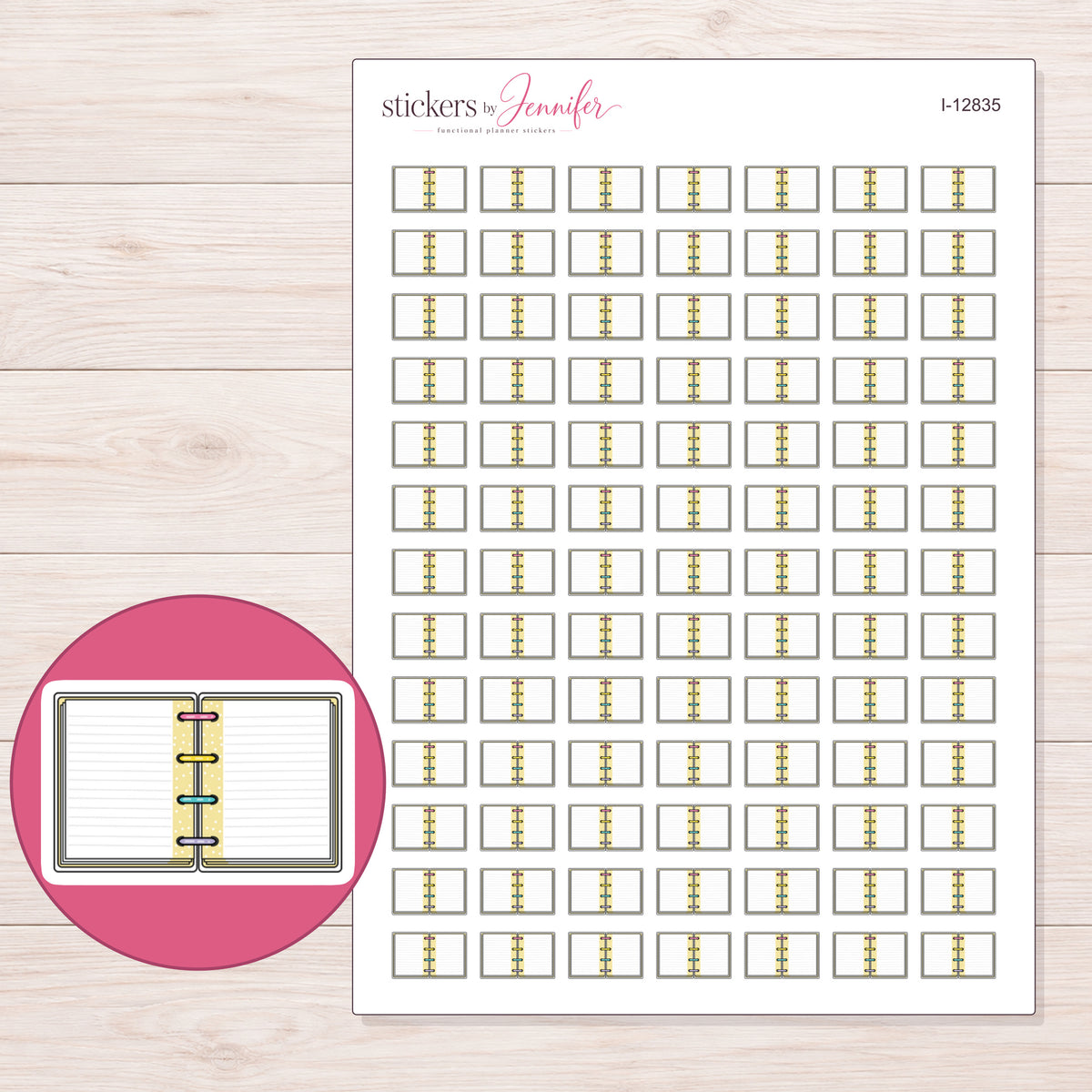 I-12835 planner sticker sheet with enlarged sticker detail