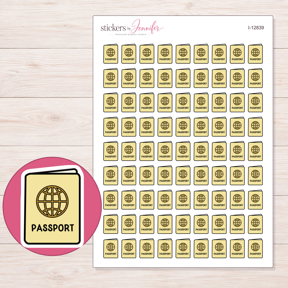 I-12839 planner sticker sheet with enlarged sticker detail