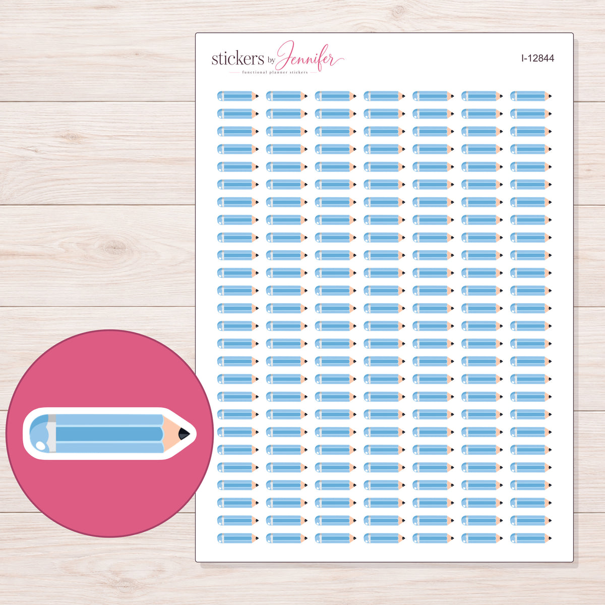 I-12844 planner sticker sheet with enlarged sticker detail