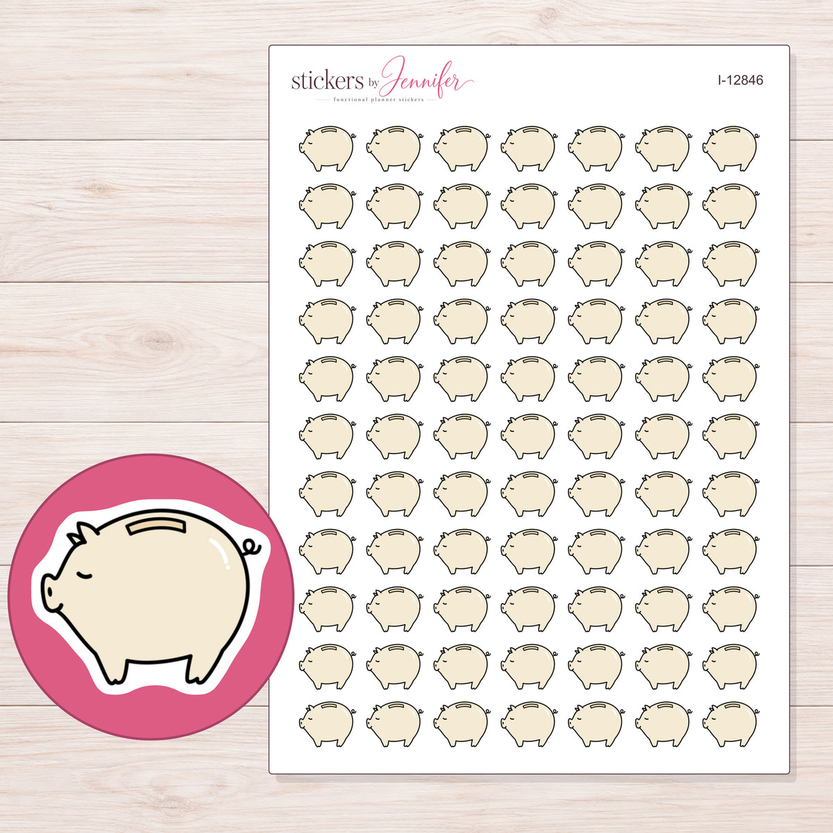 I-12846 planner sticker sheet with enlarged sticker detail