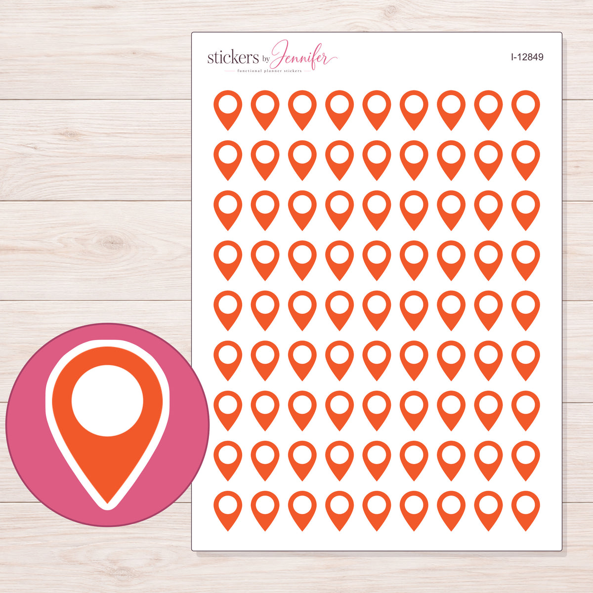 I-12849 planner sticker sheet with enlarged sticker detail