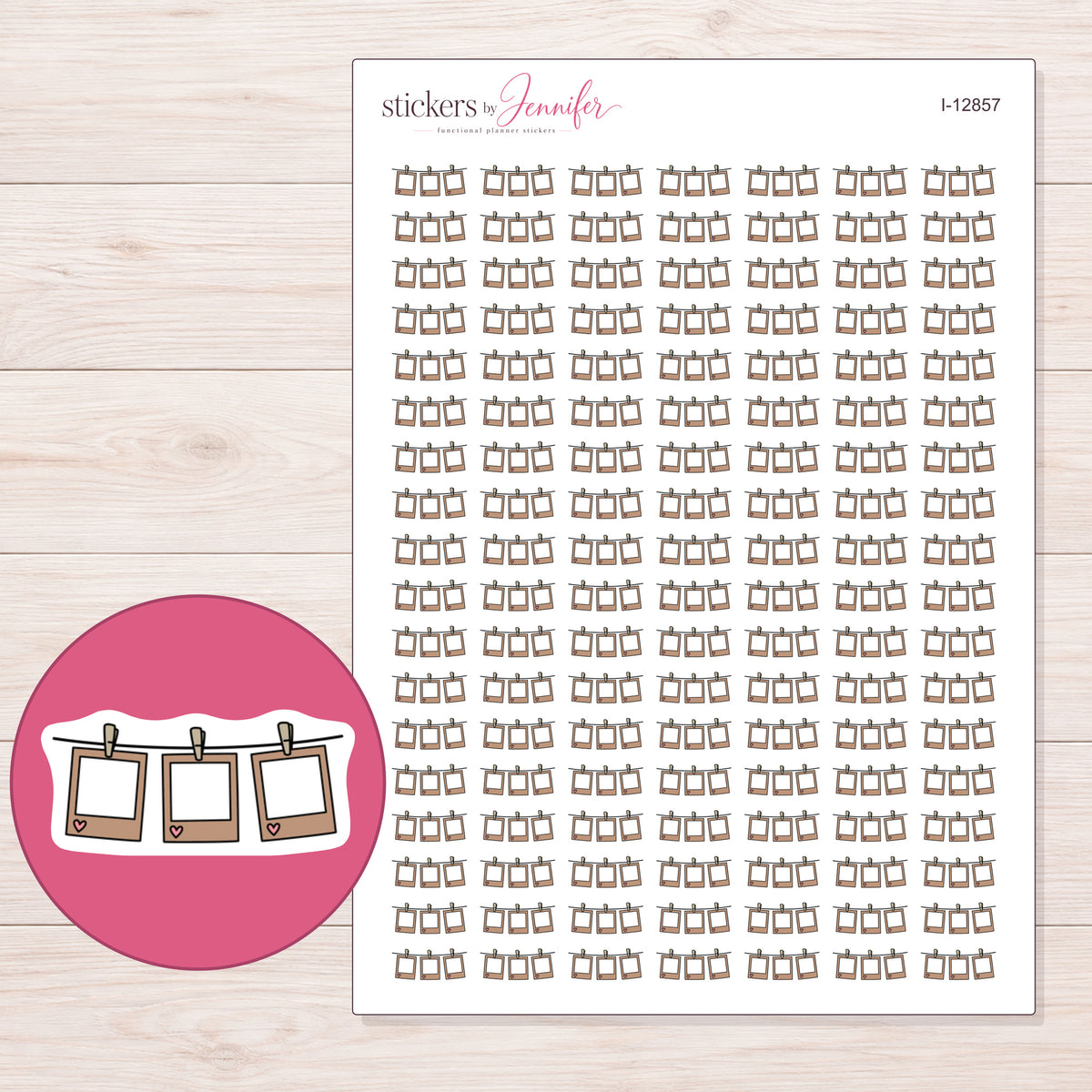 I-12857 planner sticker sheet with enlarged sticker detail
