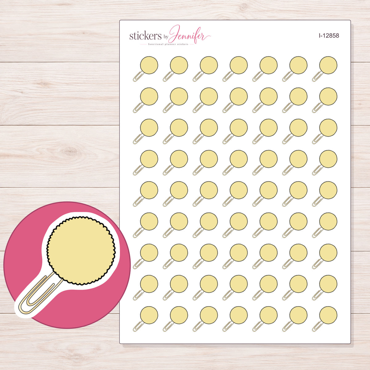 I-12858 planner sticker sheet with enlarged sticker detail