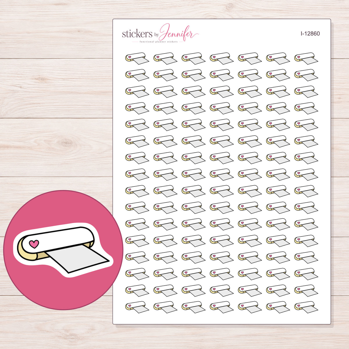 I-12860 planner sticker sheet with enlarged sticker detail
