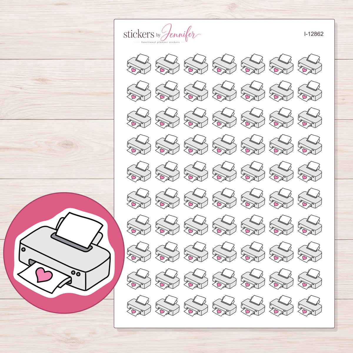 I-12862 planner sticker sheet with enlarged sticker detail