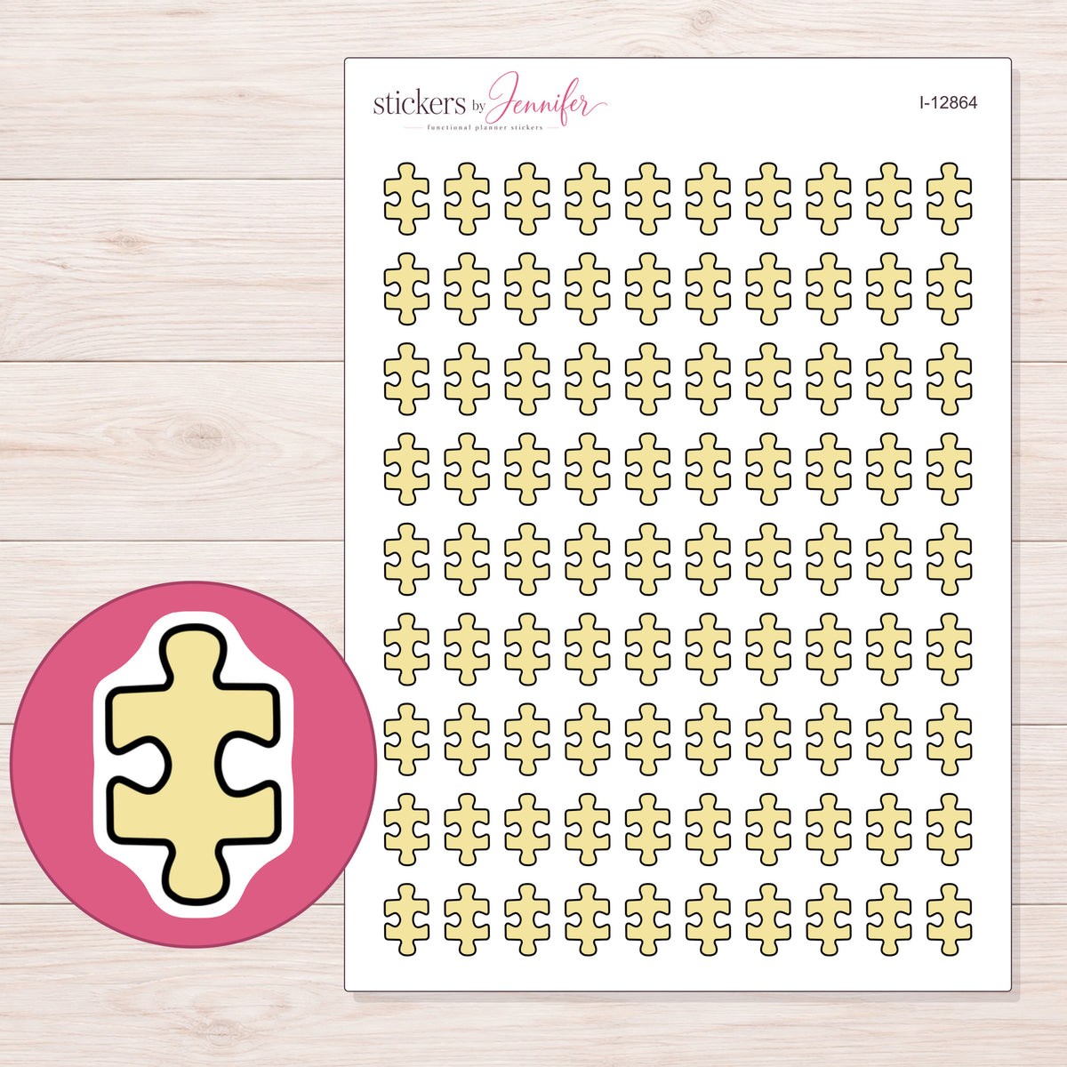 I-12864 planner sticker sheet with enlarged sticker detail