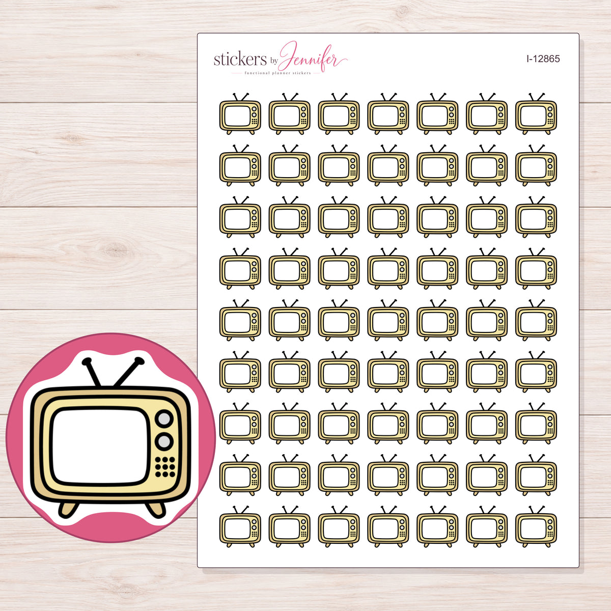 I-12865 planner sticker sheet with enlarged sticker detail