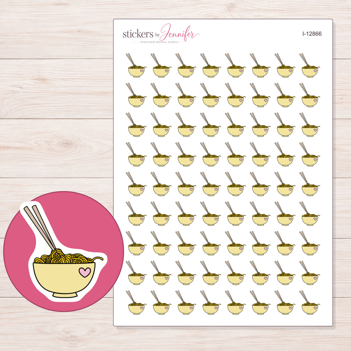 I-12866 planner sticker sheet with enlarged sticker detail