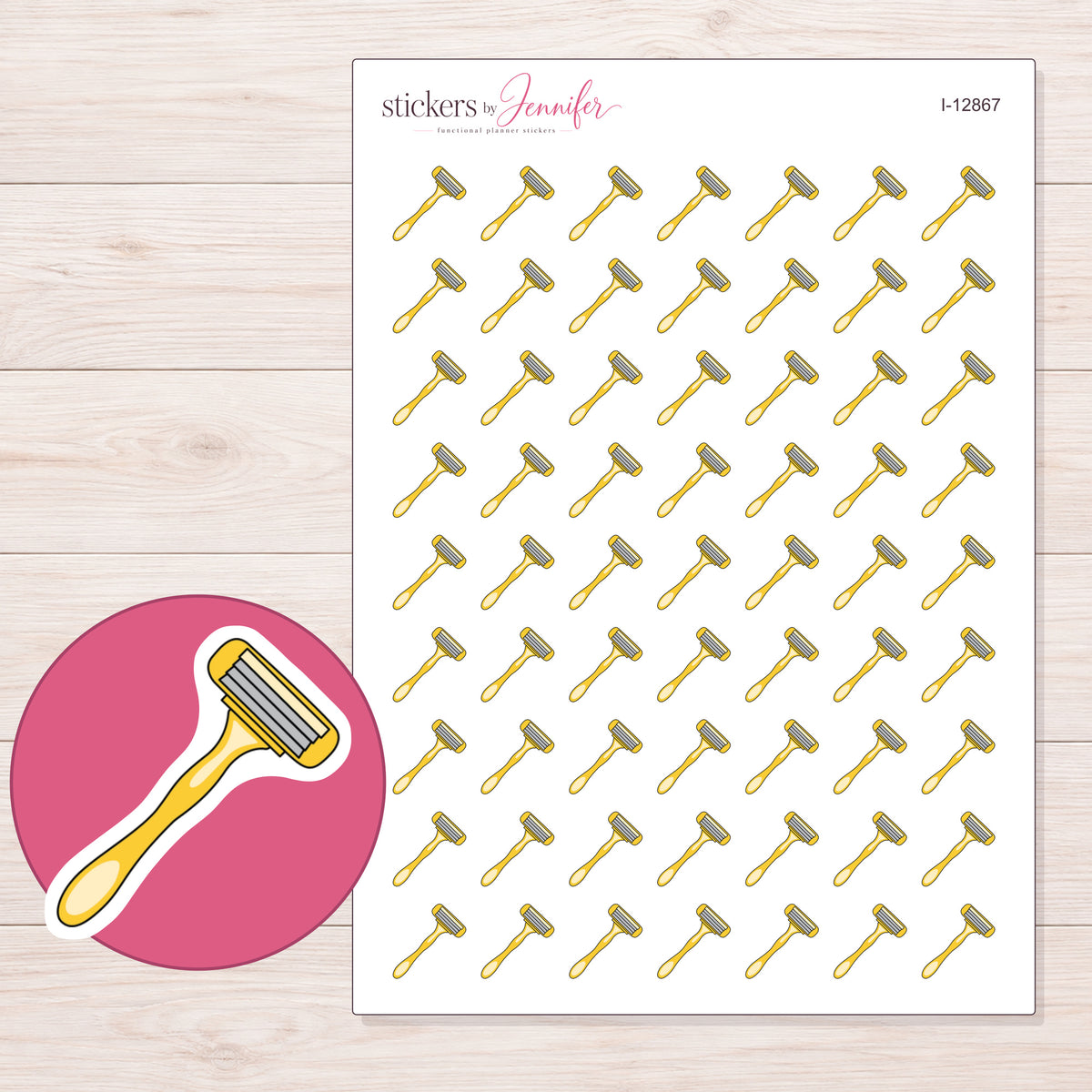 I-12867 planner sticker sheet with enlarged sticker detail