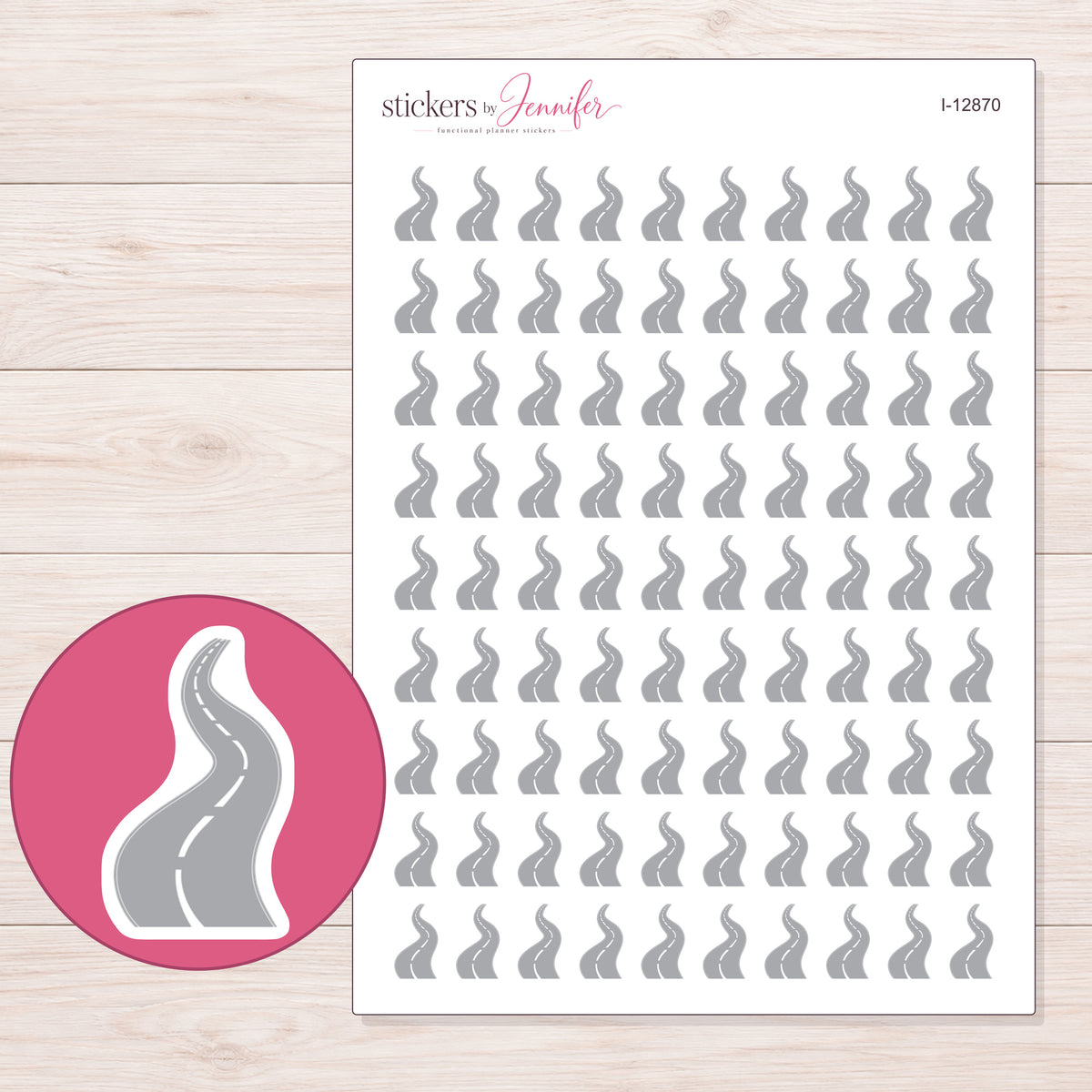 I-12870 planner sticker sheet with enlarged sticker detail