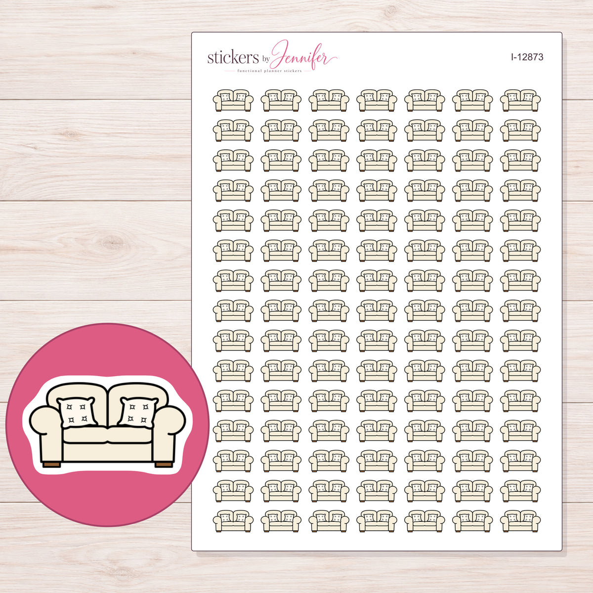 I-12873 planner sticker sheet with enlarged sticker detail