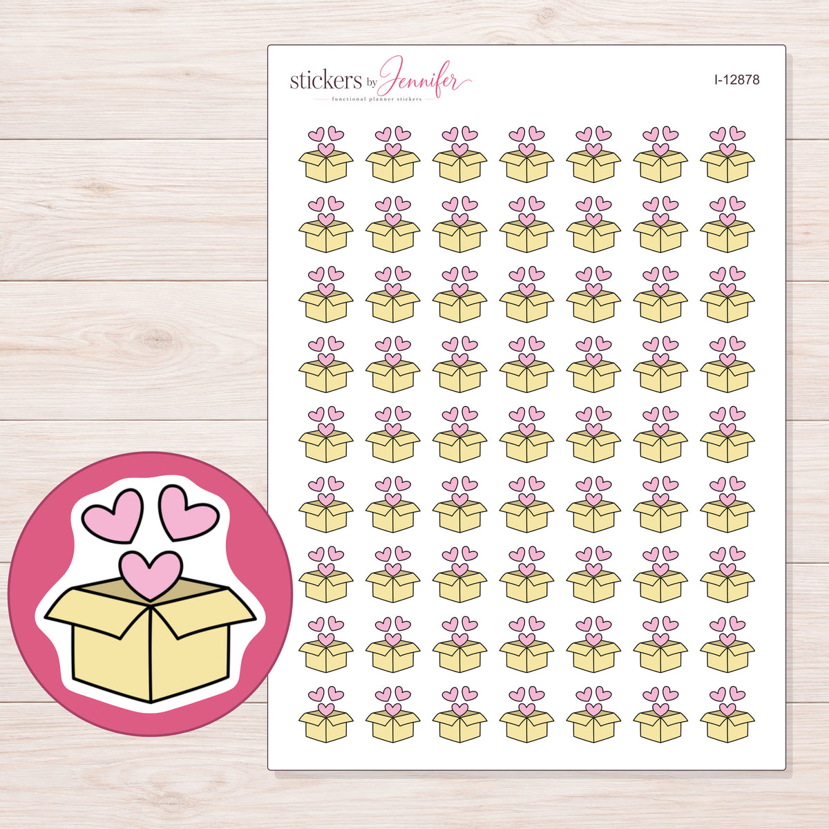 I-12878 planner sticker sheet with enlarged sticker detail
