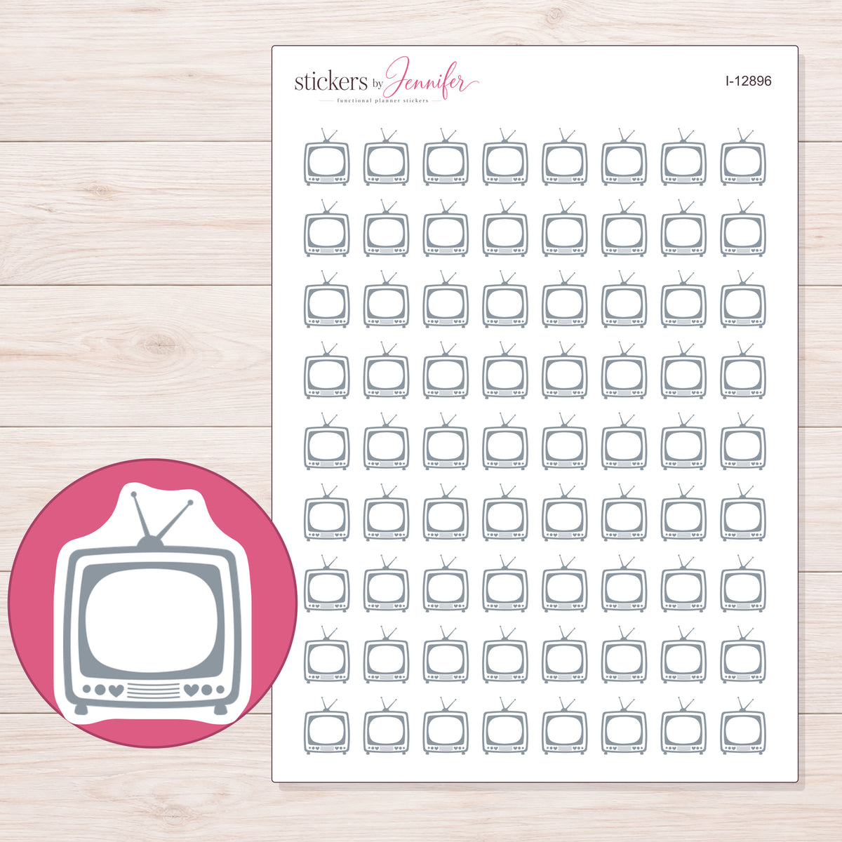 I-12896 planner sticker sheet with enlarged sticker detail