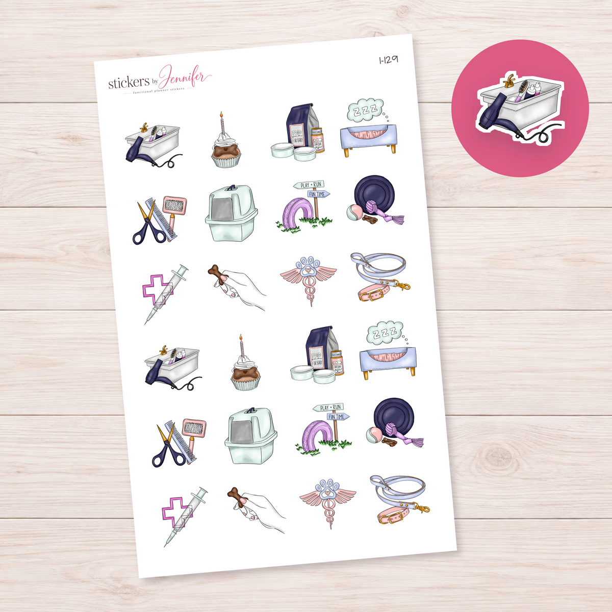 Bathroom Sink and Hair Dryer Planner Stickers | I-129
