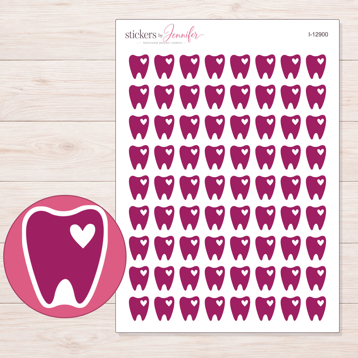 I-12900 planner sticker sheet with enlarged sticker detail
