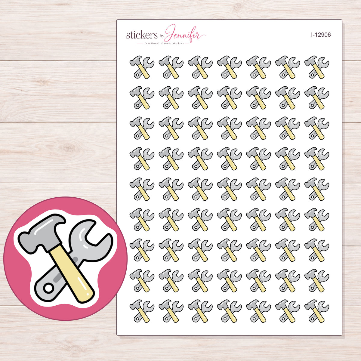 I-12906 planner sticker sheet with enlarged sticker detail