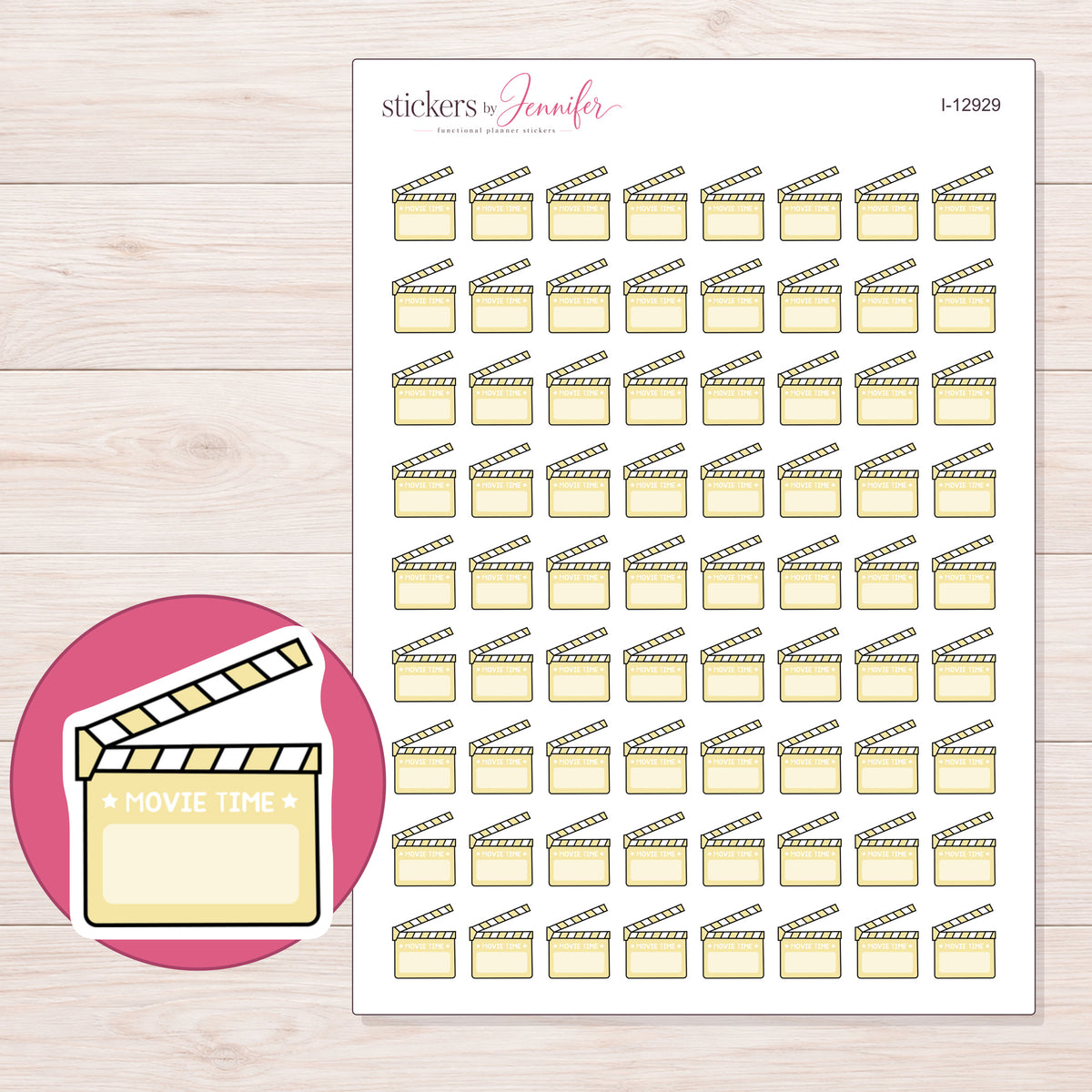 I-12929 planner sticker sheet with enlarged sticker detail